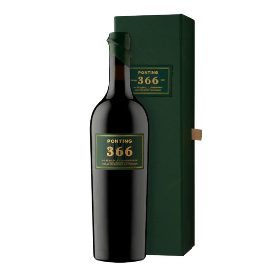 Ponting '366' Shiraz Cabernet 2020 (6 individually gift boxed bottles) + SIGNED KOOKABURRA CRICKET BALL